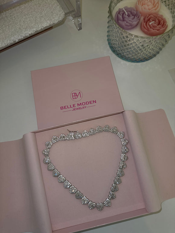 Luxury Baguette Hearts Necklace